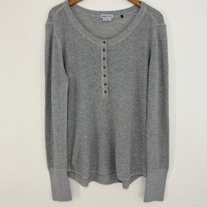 Prana Women's Milani Henley Waffle Knit Shirt Gray Size XL